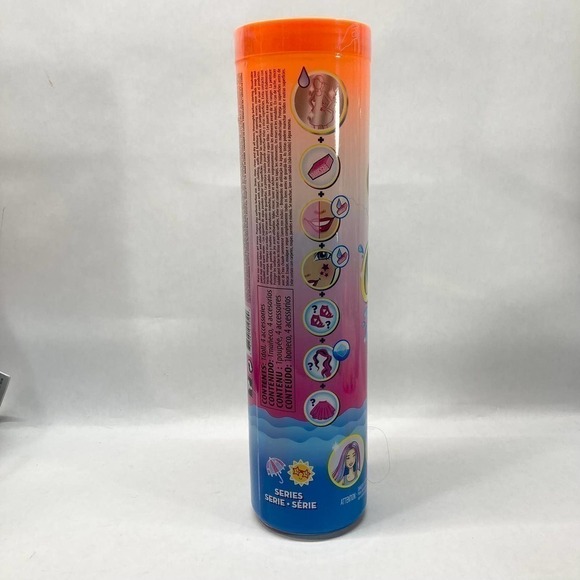 BARBIE Color Reveal Metallic Sunny N' Cool Series Doll 7 Surprises Orange Tube - Picture 9 of 15